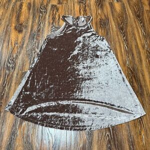 Crushed Velvet Tank Midi Dress Silver Brown Size L Women’s Tie Back Wishlist‎